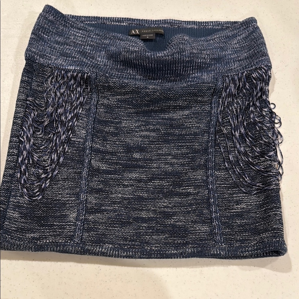 Armani Exchange Gray Ruched Pencil Mini Skirt